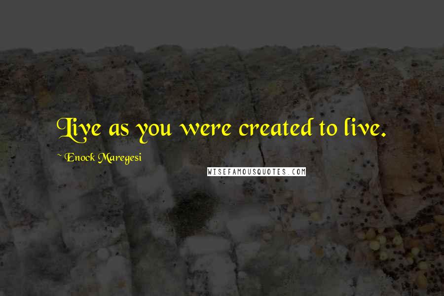 Enock Maregesi Quotes: Live as you were created to live.