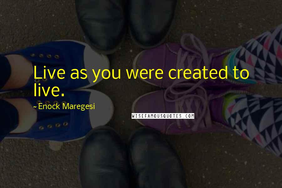 Enock Maregesi Quotes: Live as you were created to live.