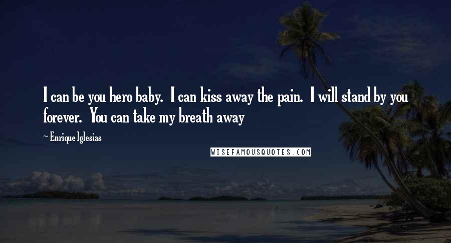 Enrique Iglesias Quotes: I can be you hero baby.  I can kiss away the pain.  I will stand by you forever.  You can take my breath away