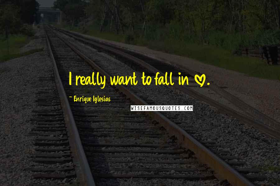 Enrique Iglesias Quotes: I really want to fall in love.