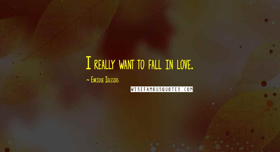 Enrique Iglesias Quotes: I really want to fall in love.