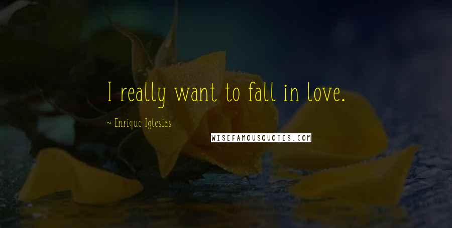 Enrique Iglesias Quotes: I really want to fall in love.