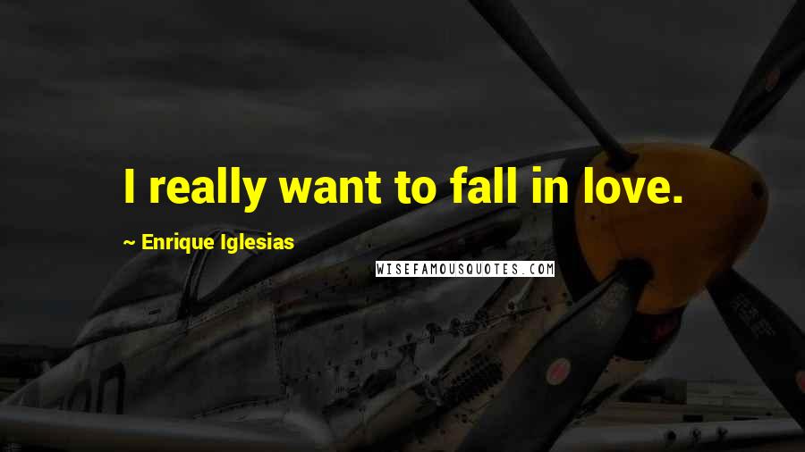 Enrique Iglesias Quotes: I really want to fall in love.