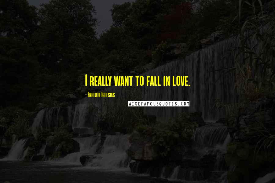 Enrique Iglesias Quotes: I really want to fall in love.