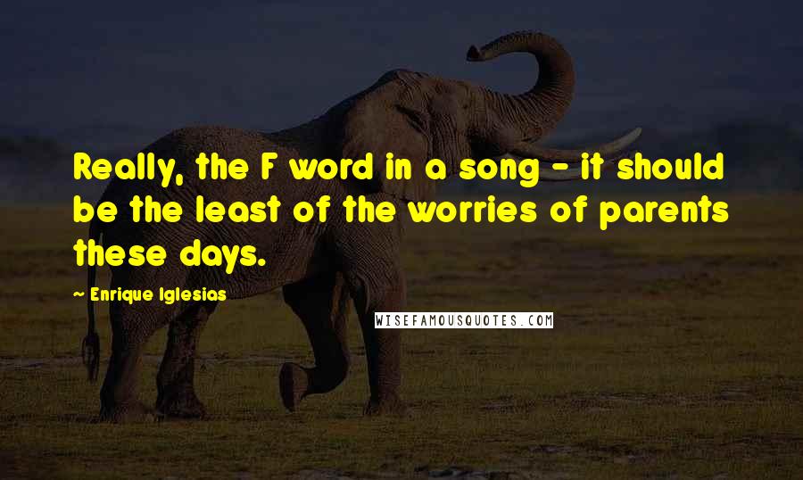 Enrique Iglesias Quotes: Really, the F word in a song - it should be the least of the worries of parents these days.