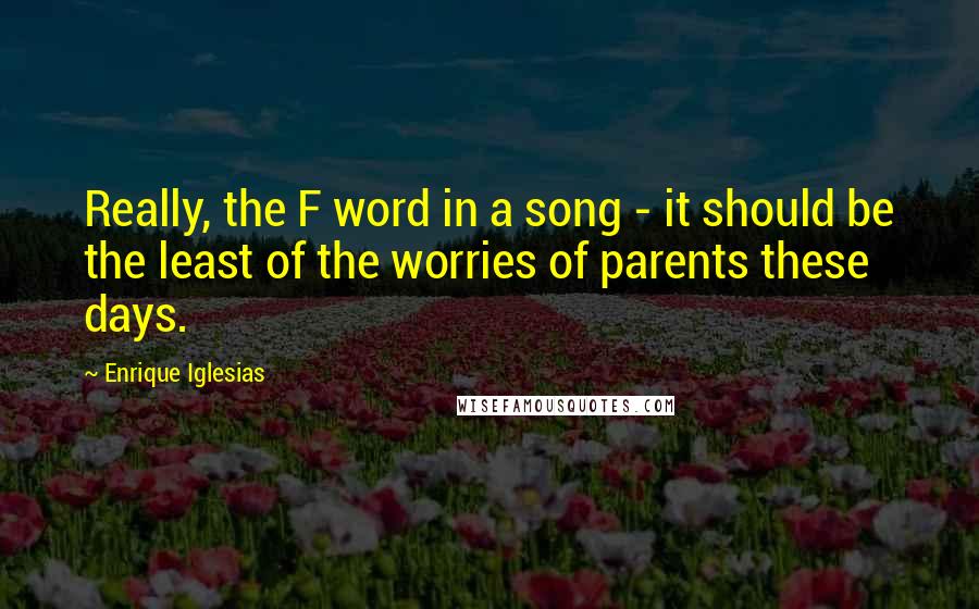 Enrique Iglesias Quotes: Really, the F word in a song - it should be the least of the worries of parents these days.