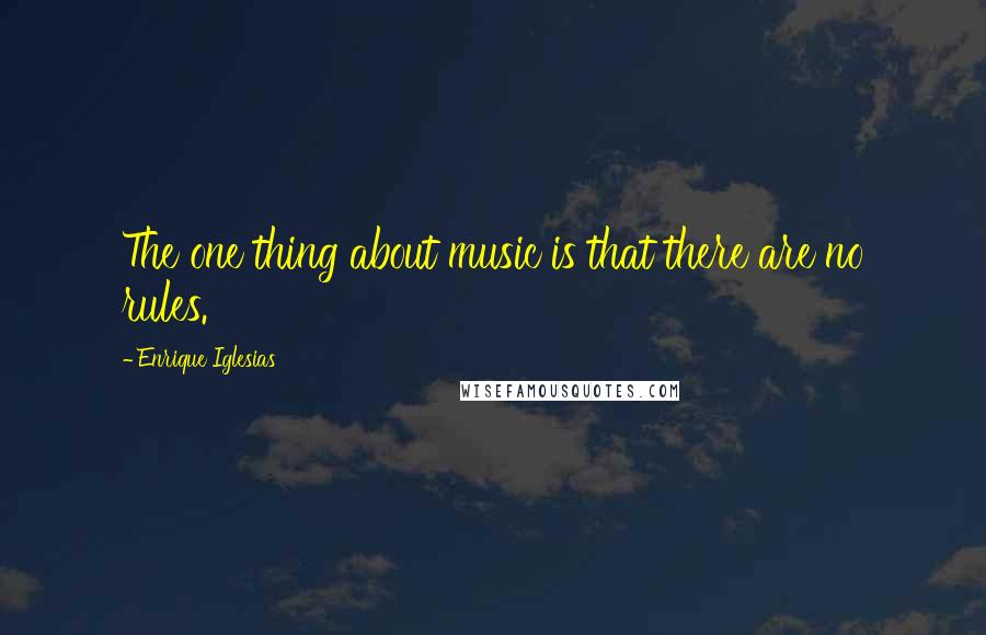 Enrique Iglesias Quotes: The one thing about music is that there are no rules.