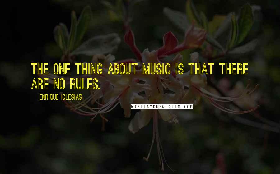 Enrique Iglesias Quotes: The one thing about music is that there are no rules.