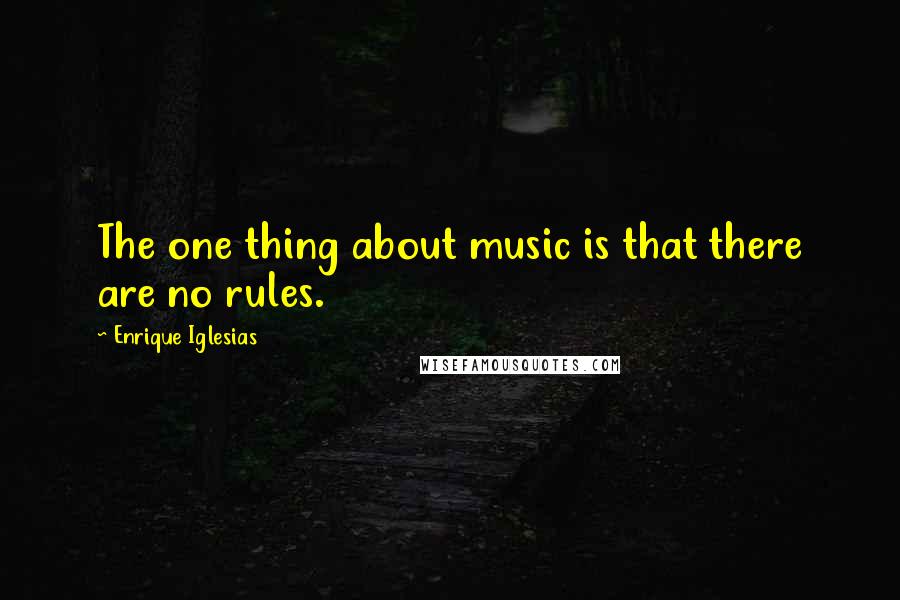 Enrique Iglesias Quotes: The one thing about music is that there are no rules.