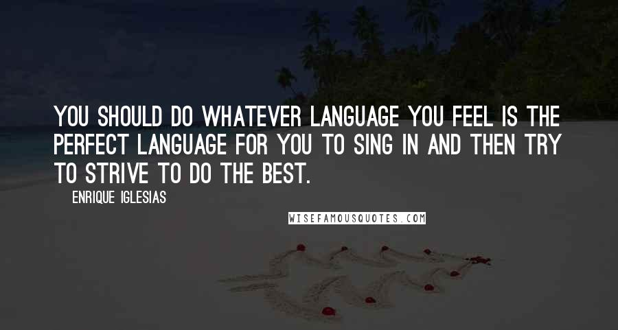 Enrique Iglesias Quotes: You should do whatever language you feel is the perfect language for you to sing in and then try to strive to do the best.
