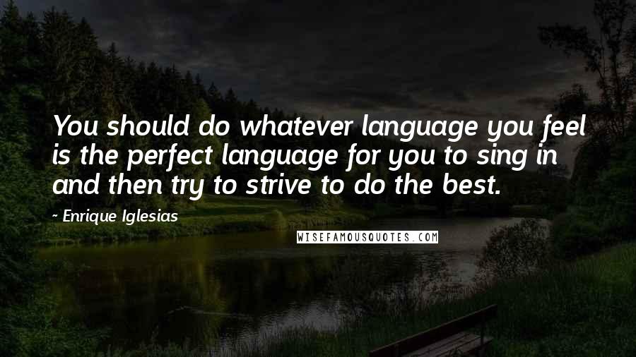 Enrique Iglesias Quotes: You should do whatever language you feel is the perfect language for you to sing in and then try to strive to do the best.