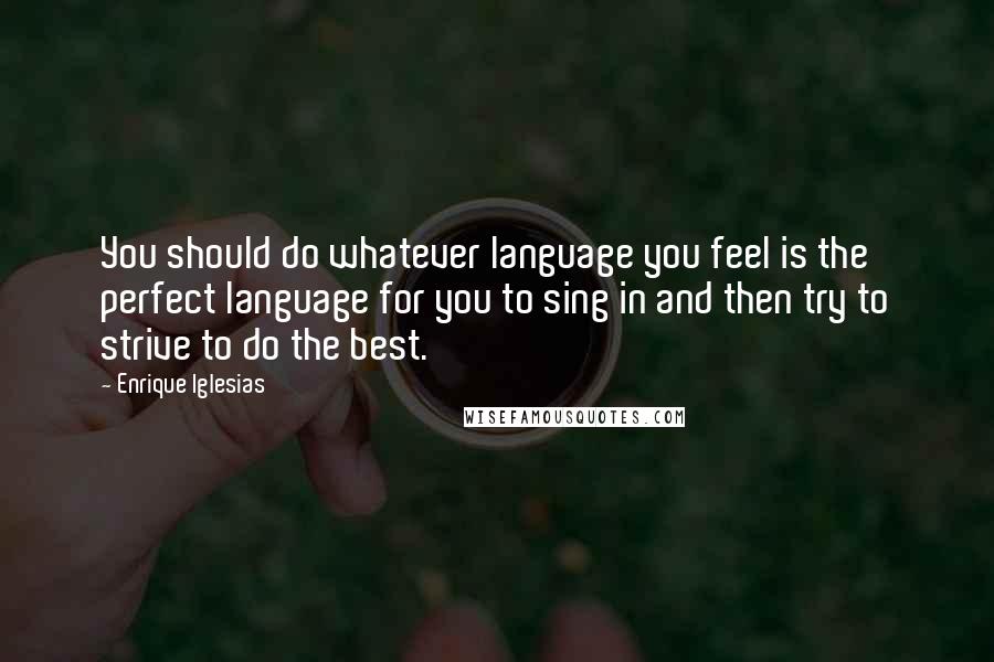 Enrique Iglesias Quotes: You should do whatever language you feel is the perfect language for you to sing in and then try to strive to do the best.