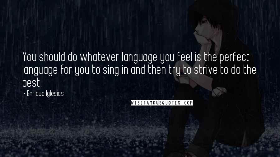 Enrique Iglesias Quotes: You should do whatever language you feel is the perfect language for you to sing in and then try to strive to do the best.