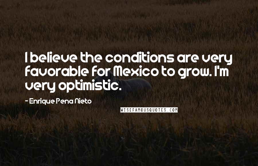 Enrique Pena Nieto Quotes: I believe the conditions are very favorable for Mexico to grow. I'm very optimistic.
