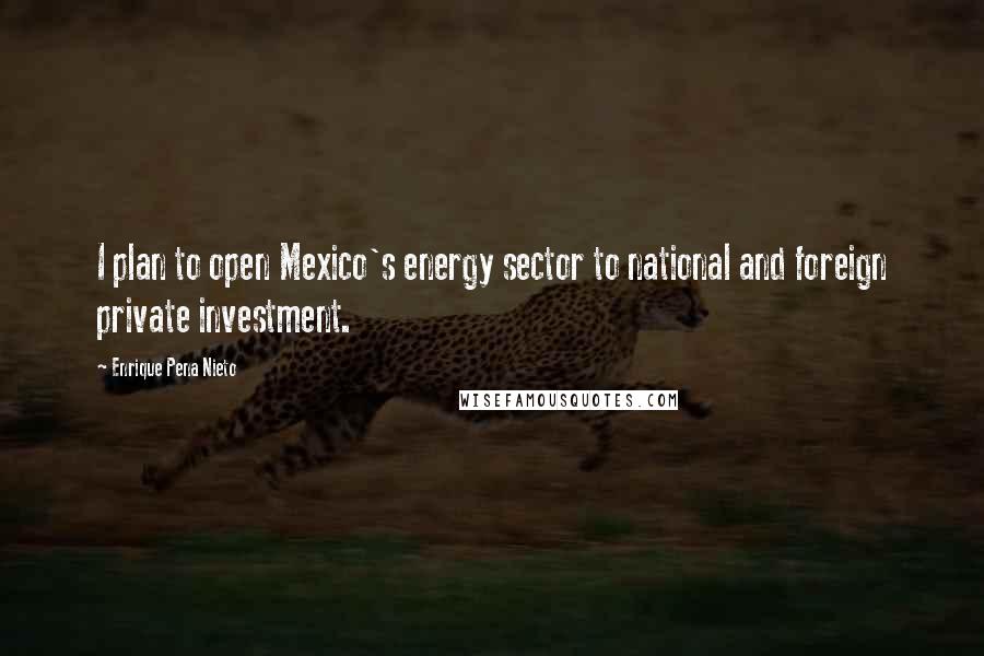 Enrique Pena Nieto Quotes: I plan to open Mexico's energy sector to national and foreign private investment.