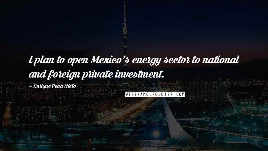 Enrique Pena Nieto Quotes: I plan to open Mexico's energy sector to national and foreign private investment.
