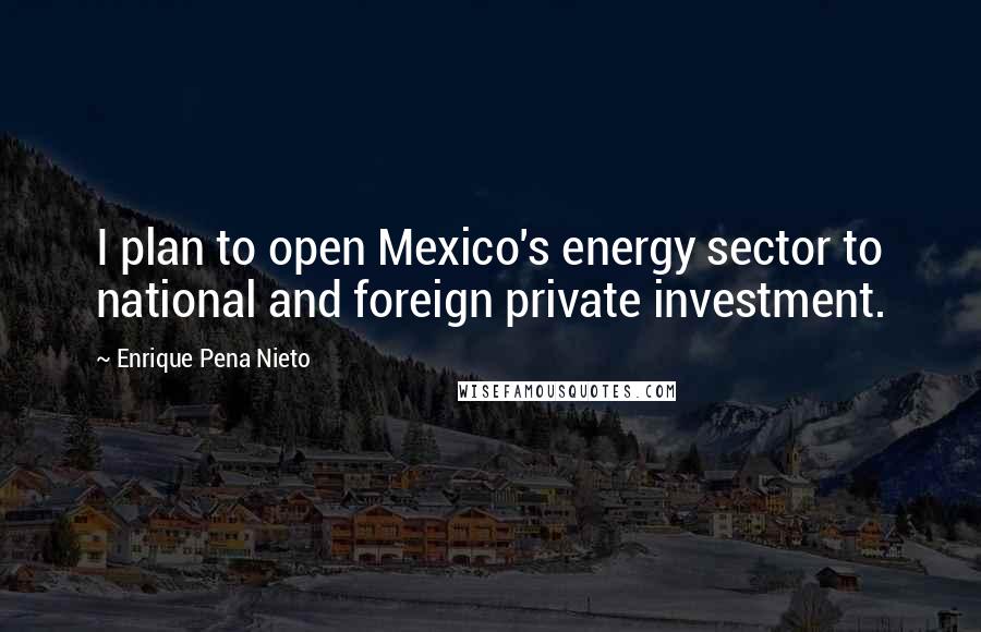 Enrique Pena Nieto Quotes: I plan to open Mexico's energy sector to national and foreign private investment.