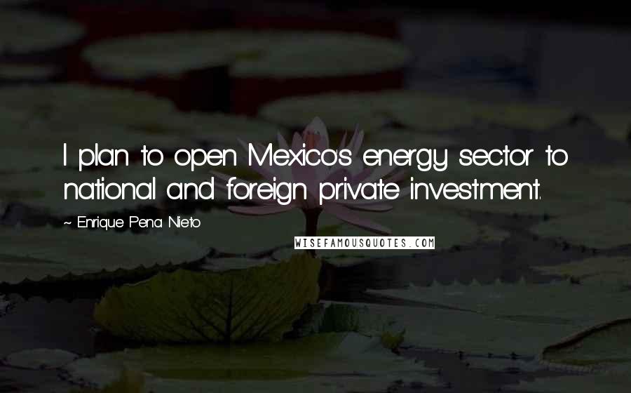 Enrique Pena Nieto Quotes: I plan to open Mexico's energy sector to national and foreign private investment.