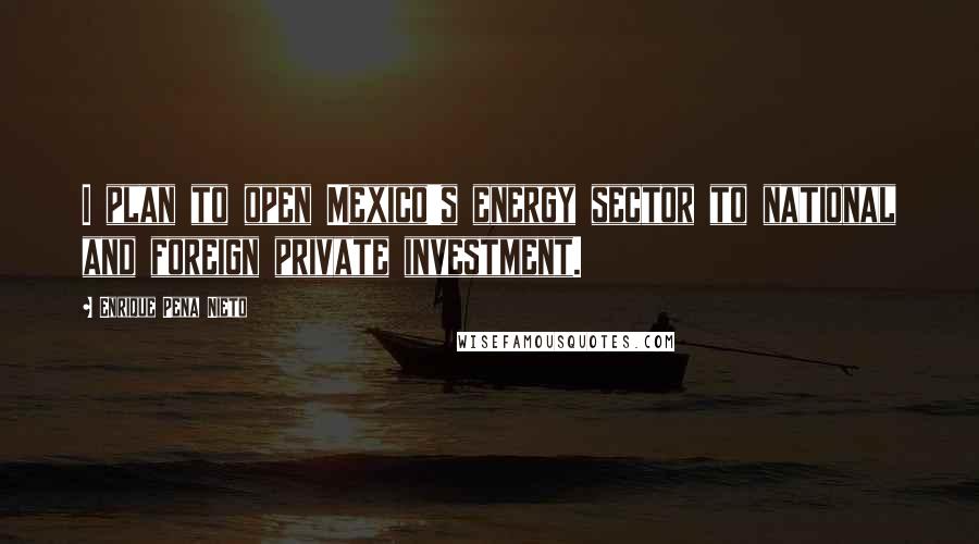 Enrique Pena Nieto Quotes: I plan to open Mexico's energy sector to national and foreign private investment.