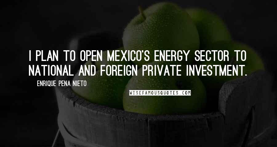 Enrique Pena Nieto Quotes: I plan to open Mexico's energy sector to national and foreign private investment.