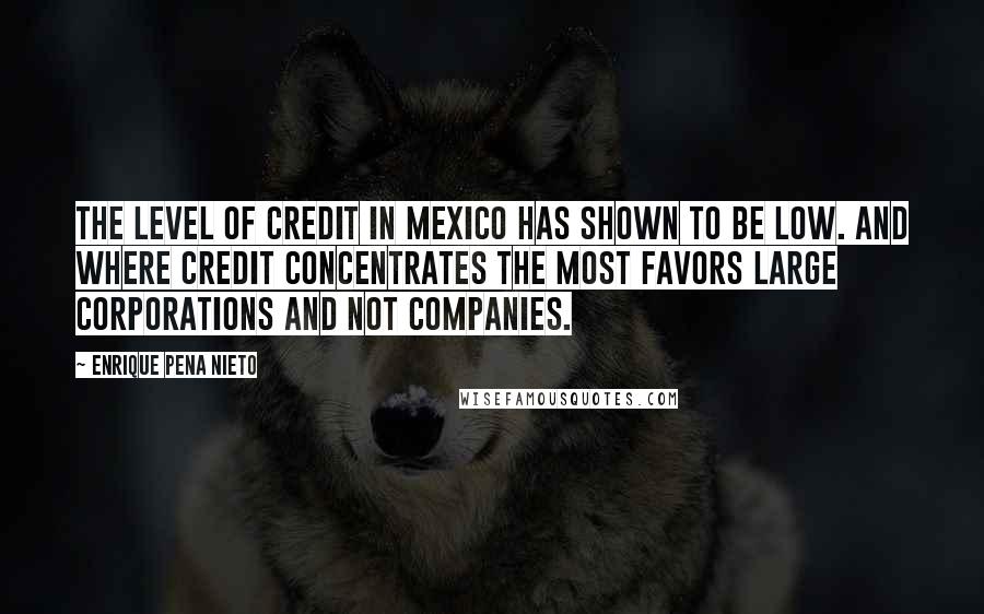 Enrique Pena Nieto Quotes: The level of credit in Mexico has shown to be low. And where credit concentrates the most favors large corporations and not companies.