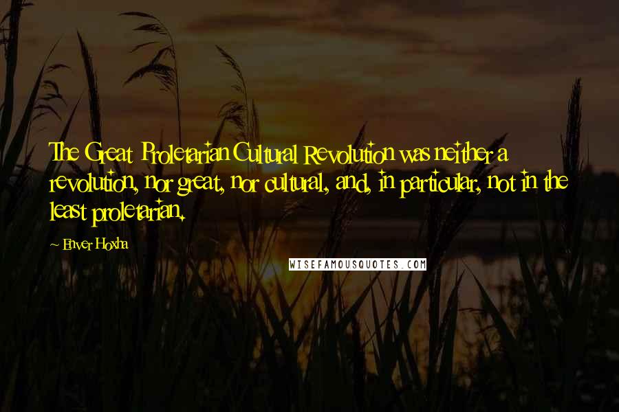 Enver Hoxha Quotes: The Great Proletarian Cultural Revolution was neither a revolution, nor great, nor cultural, and, in particular, not in the least proletarian.