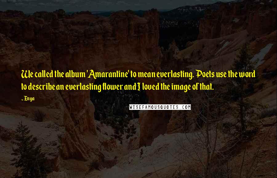 Enya Quotes: We called the album 'Amarantine' to mean everlasting. Poets use the word to describe an everlasting flower and I loved the image of that.