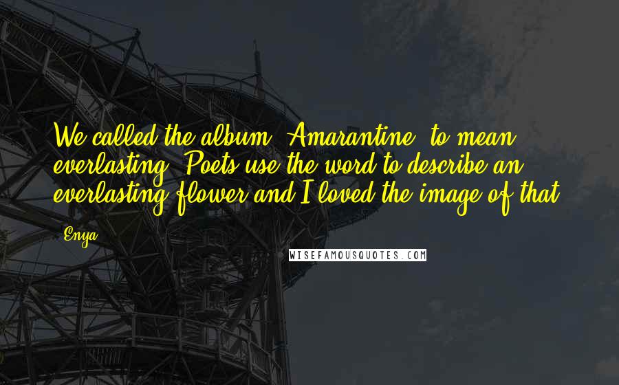 Enya Quotes: We called the album 'Amarantine' to mean everlasting. Poets use the word to describe an everlasting flower and I loved the image of that.