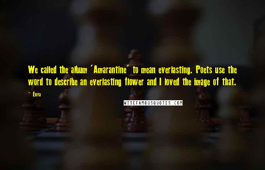 Enya Quotes: We called the album 'Amarantine' to mean everlasting. Poets use the word to describe an everlasting flower and I loved the image of that.