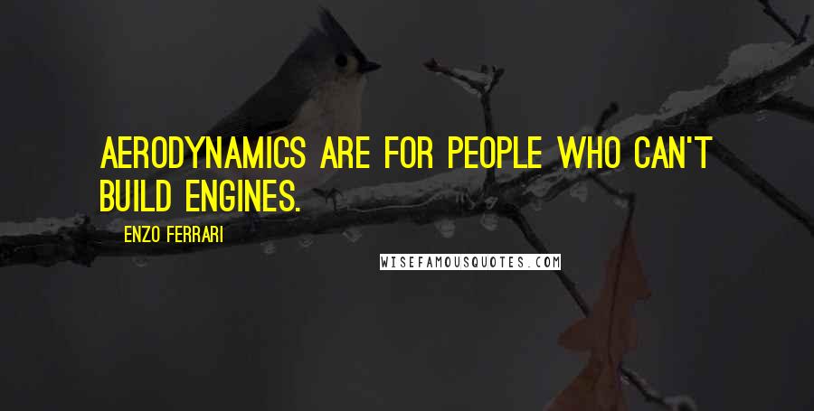 Enzo Ferrari Quotes: Aerodynamics are for people who can't build engines.