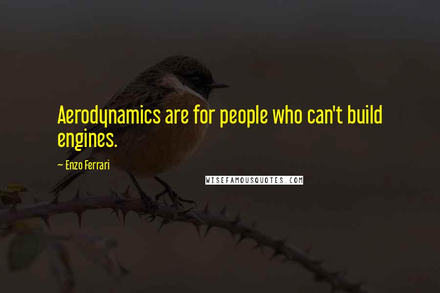 Enzo Ferrari Quotes: Aerodynamics are for people who can't build engines.