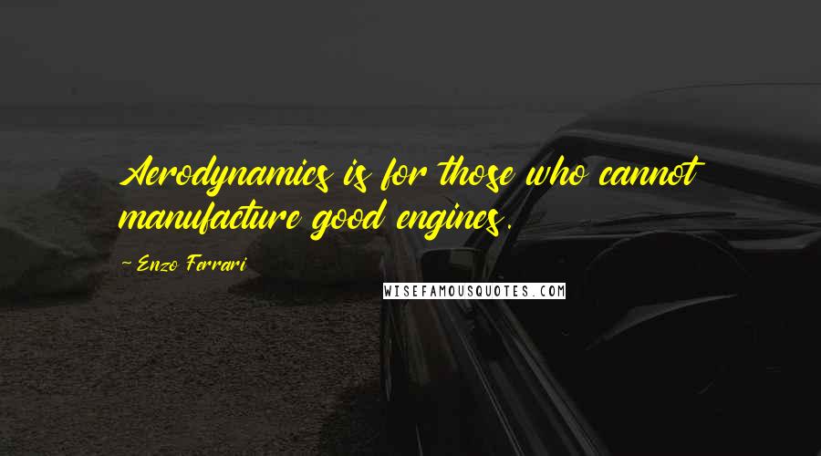 Enzo Ferrari Quotes: Aerodynamics is for those who cannot manufacture good engines.