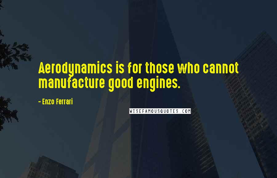 Enzo Ferrari Quotes: Aerodynamics is for those who cannot manufacture good engines.