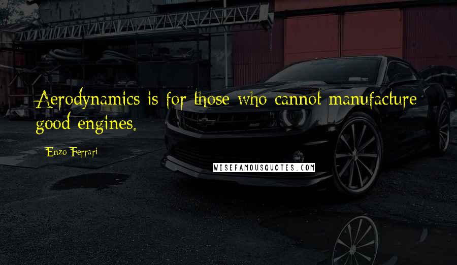 Enzo Ferrari Quotes: Aerodynamics is for those who cannot manufacture good engines.