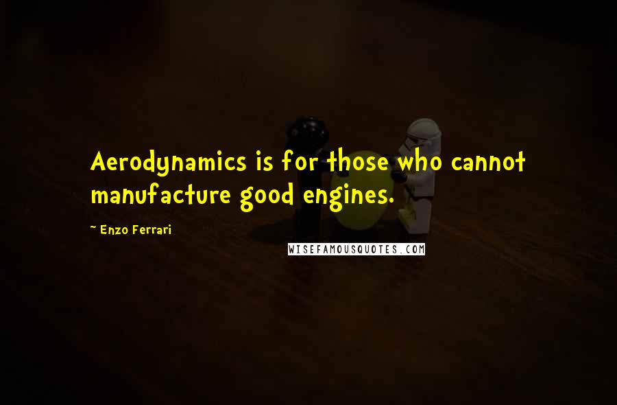 Enzo Ferrari Quotes: Aerodynamics is for those who cannot manufacture good engines.