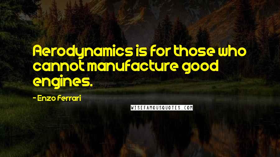 Enzo Ferrari Quotes: Aerodynamics is for those who cannot manufacture good engines.