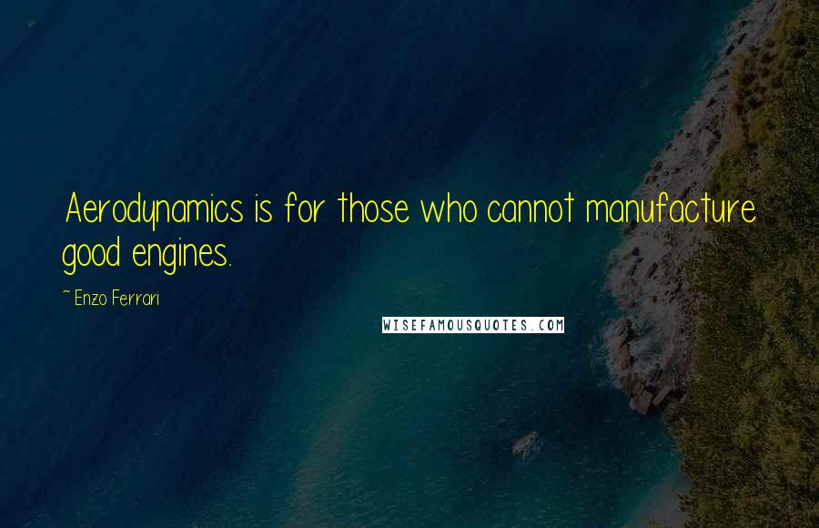 Enzo Ferrari Quotes: Aerodynamics is for those who cannot manufacture good engines.