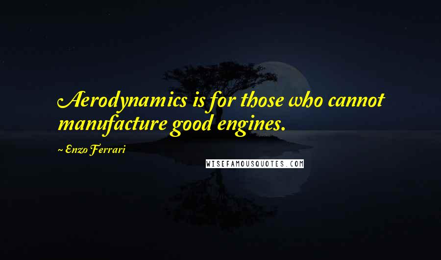 Enzo Ferrari Quotes: Aerodynamics is for those who cannot manufacture good engines.