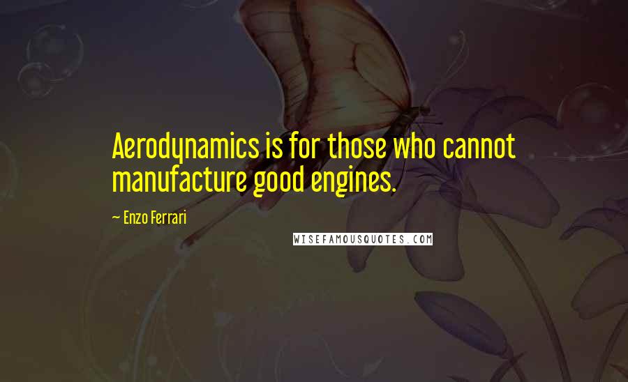 Enzo Ferrari Quotes: Aerodynamics is for those who cannot manufacture good engines.