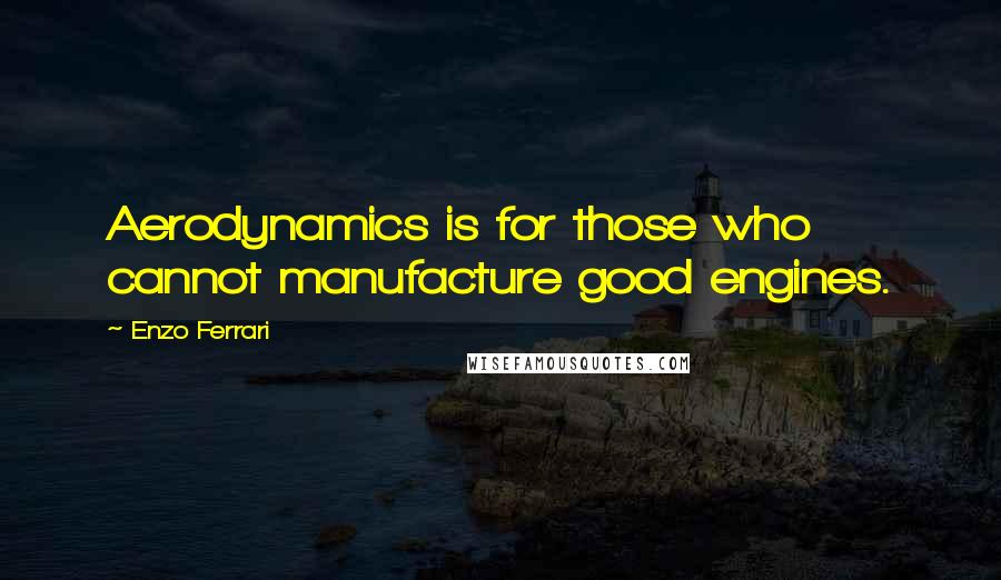 Enzo Ferrari Quotes: Aerodynamics is for those who cannot manufacture good engines.