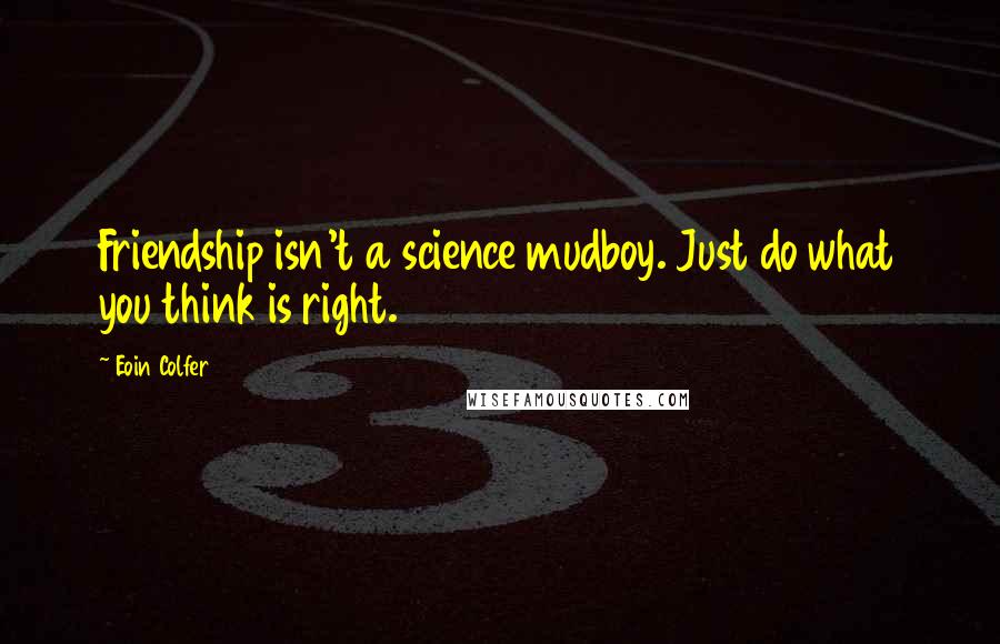 Eoin Colfer Quotes: Friendship isn't a science mudboy. Just do what you think is right.