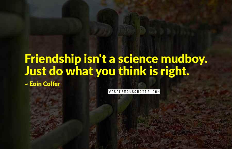 Eoin Colfer Quotes: Friendship isn't a science mudboy. Just do what you think is right.