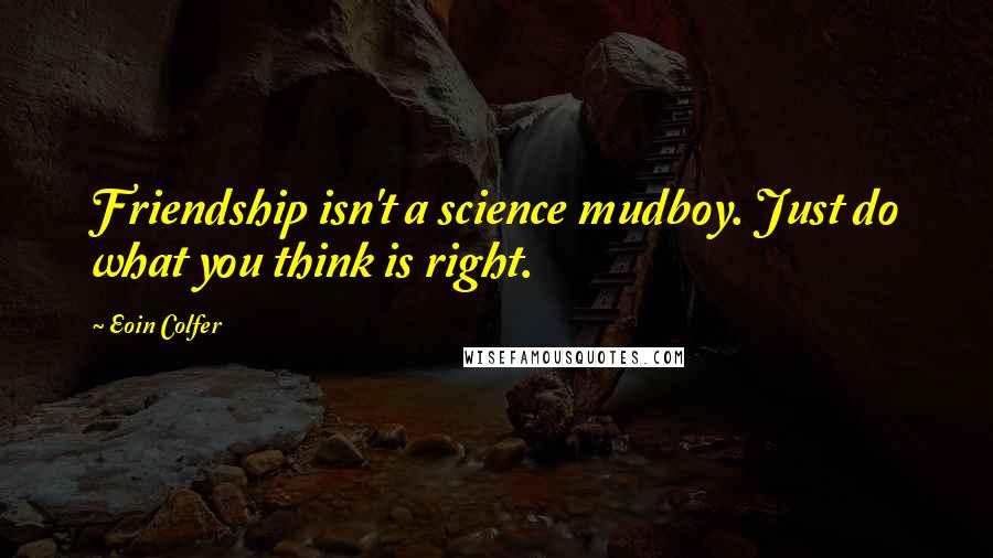 Eoin Colfer Quotes: Friendship isn't a science mudboy. Just do what you think is right.