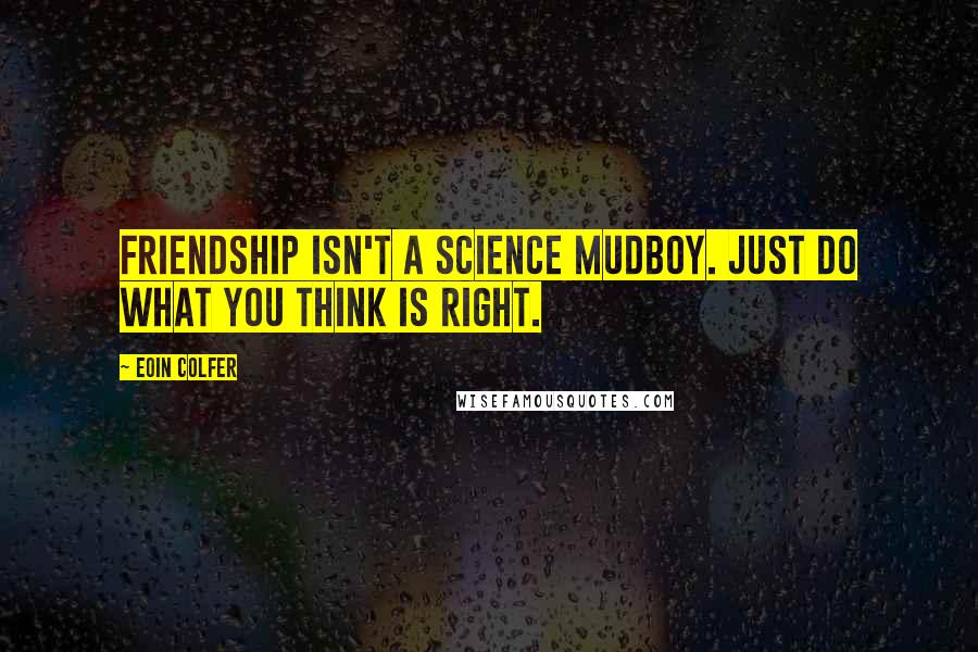 Eoin Colfer Quotes: Friendship isn't a science mudboy. Just do what you think is right.