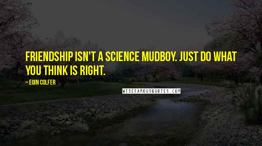 Eoin Colfer Quotes: Friendship isn't a science mudboy. Just do what you think is right.