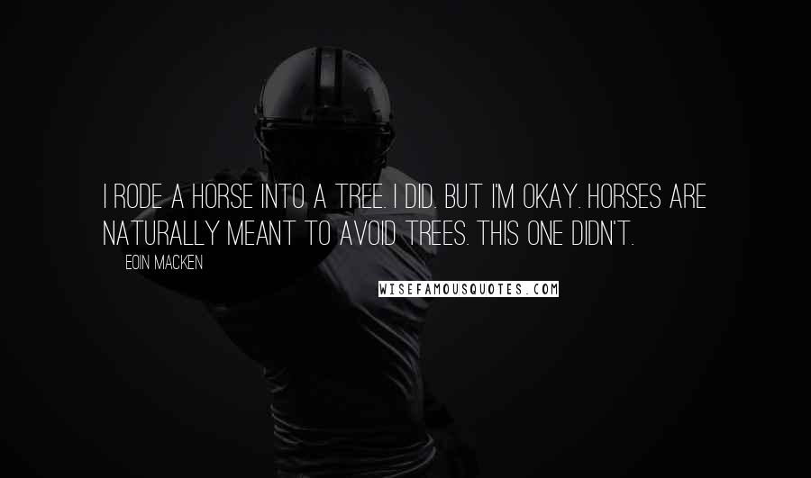 Eoin Macken Quotes: I rode a horse into a tree. I did. But I'm okay. Horses are naturally meant to avoid trees. This one didn't.