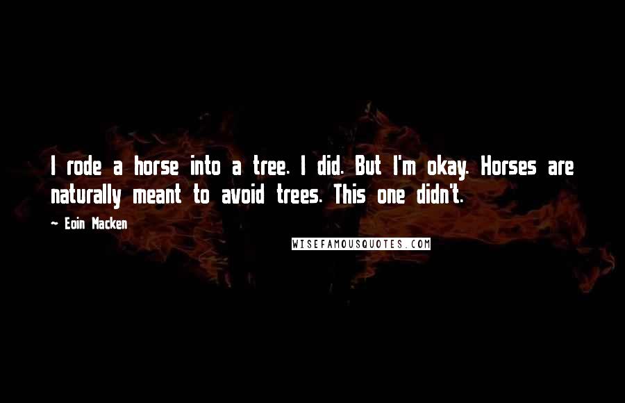 Eoin Macken Quotes: I rode a horse into a tree. I did. But I'm okay. Horses are naturally meant to avoid trees. This one didn't.