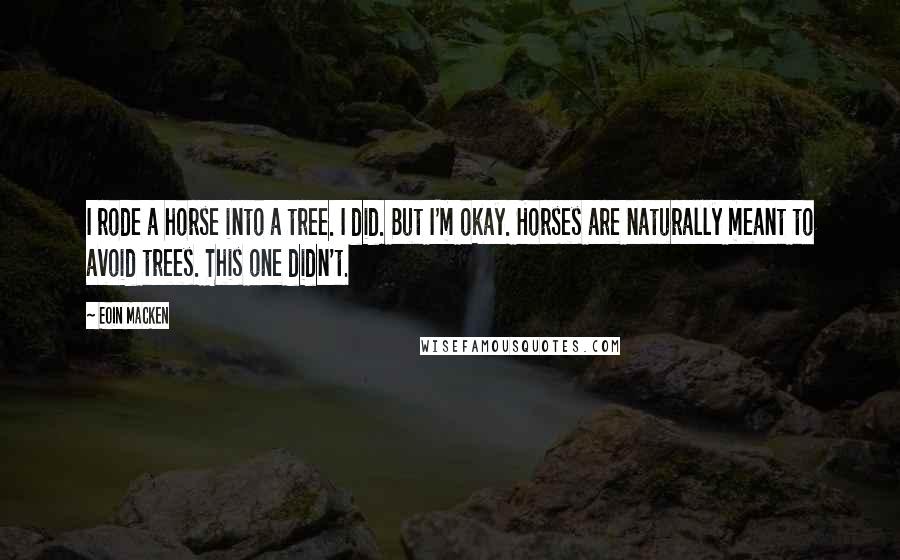Eoin Macken Quotes: I rode a horse into a tree. I did. But I'm okay. Horses are naturally meant to avoid trees. This one didn't.
