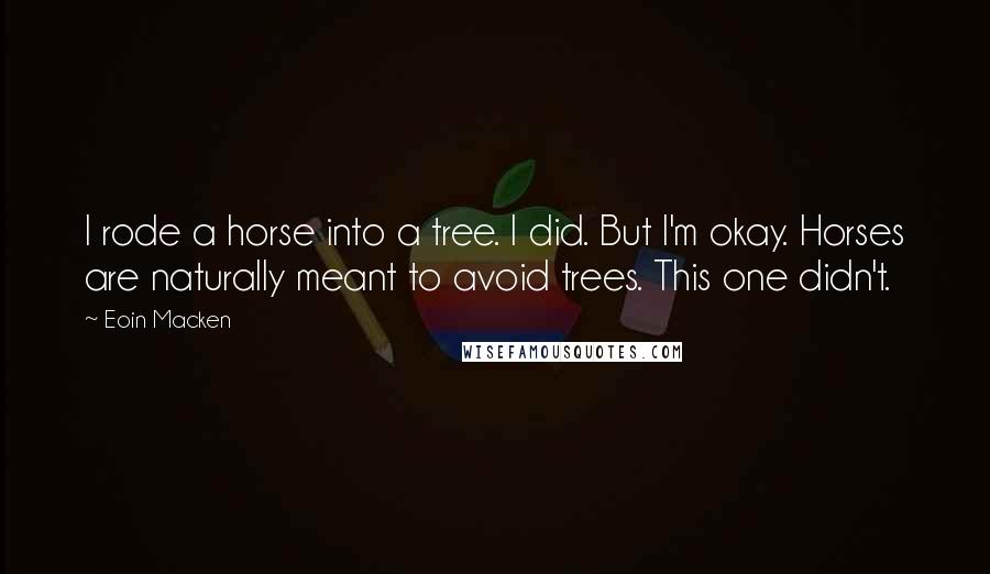 Eoin Macken Quotes: I rode a horse into a tree. I did. But I'm okay. Horses are naturally meant to avoid trees. This one didn't.