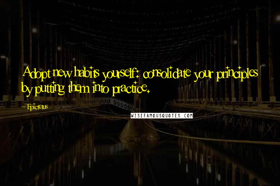 Epictetus Quotes: Adopt new habits yourself: consolidate your principles by putting them into practice.